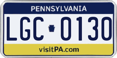 PA license plate LGC0130