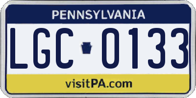 PA license plate LGC0133