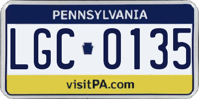 PA license plate LGC0135