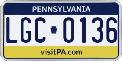 PA license plate LGC0136