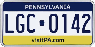 PA license plate LGC0142