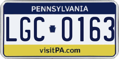 PA license plate LGC0163