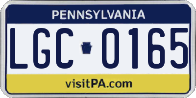 PA license plate LGC0165
