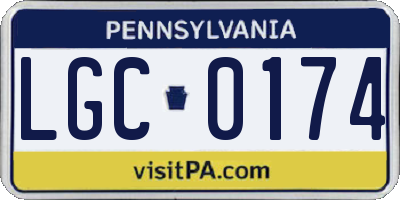 PA license plate LGC0174