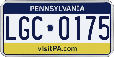 PA license plate LGC0175