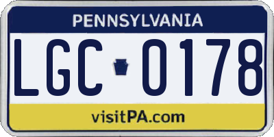 PA license plate LGC0178