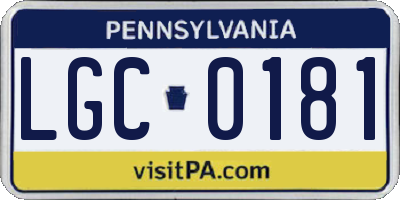 PA license plate LGC0181