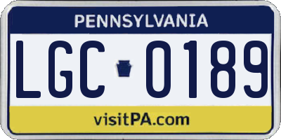 PA license plate LGC0189