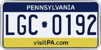 PA license plate LGC0192