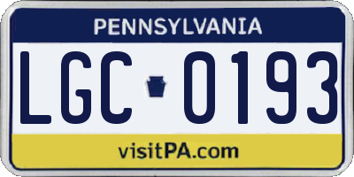 PA license plate LGC0193