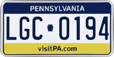 PA license plate LGC0194