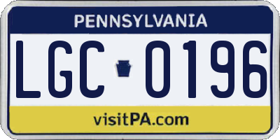 PA license plate LGC0196