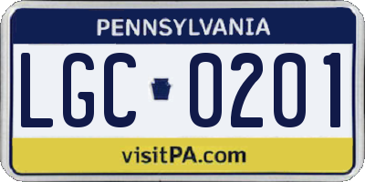 PA license plate LGC0201
