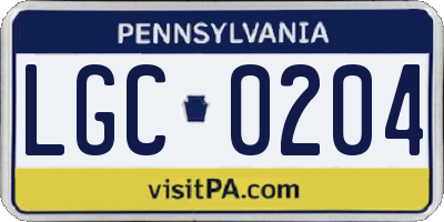 PA license plate LGC0204