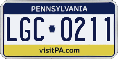 PA license plate LGC0211