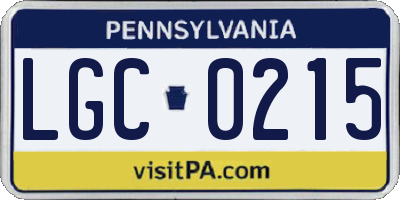PA license plate LGC0215