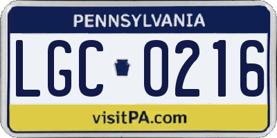PA license plate LGC0216