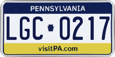 PA license plate LGC0217