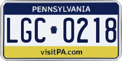 PA license plate LGC0218