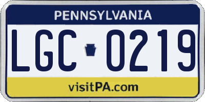 PA license plate LGC0219