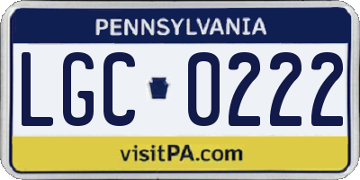 PA license plate LGC0222