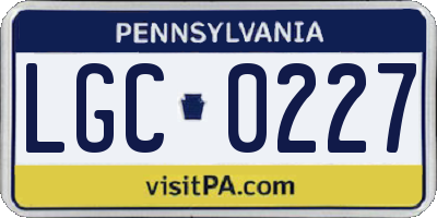 PA license plate LGC0227