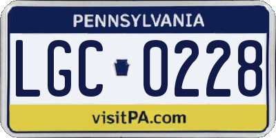 PA license plate LGC0228