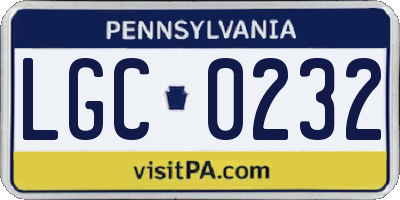 PA license plate LGC0232