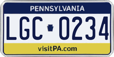 PA license plate LGC0234