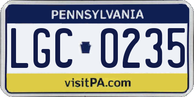 PA license plate LGC0235