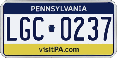 PA license plate LGC0237
