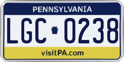 PA license plate LGC0238