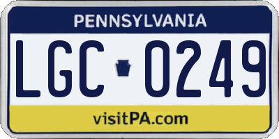PA license plate LGC0249