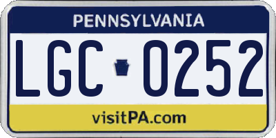 PA license plate LGC0252