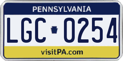 PA license plate LGC0254