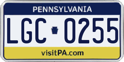 PA license plate LGC0255