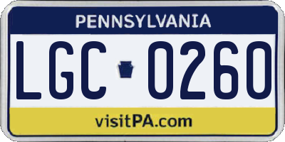 PA license plate LGC0260