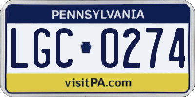 PA license plate LGC0274