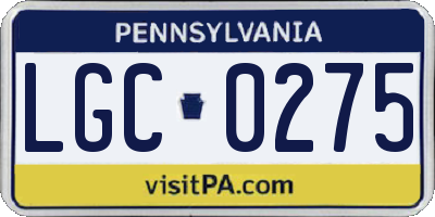 PA license plate LGC0275