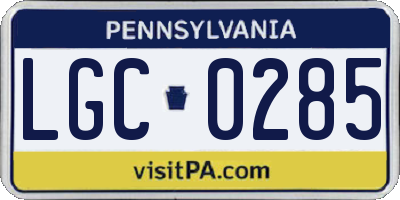 PA license plate LGC0285
