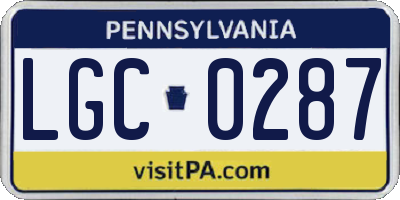 PA license plate LGC0287