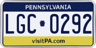 PA license plate LGC0292