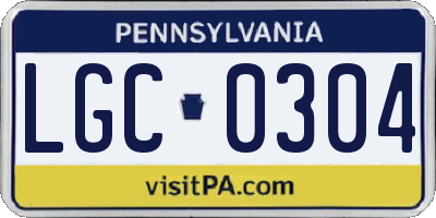PA license plate LGC0304