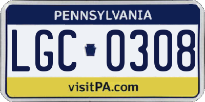 PA license plate LGC0308