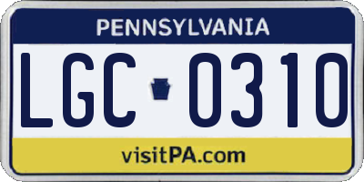 PA license plate LGC0310