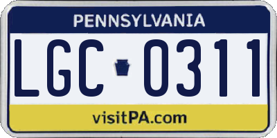 PA license plate LGC0311