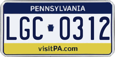 PA license plate LGC0312