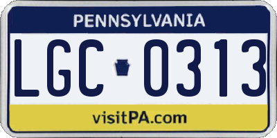 PA license plate LGC0313