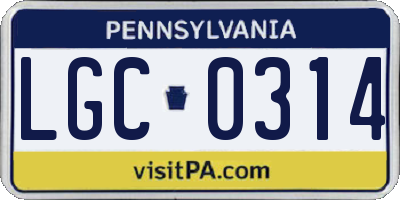 PA license plate LGC0314