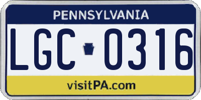 PA license plate LGC0316
